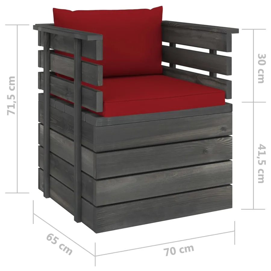 Fauteuil de jardin avec coussins Bois de pin - 7