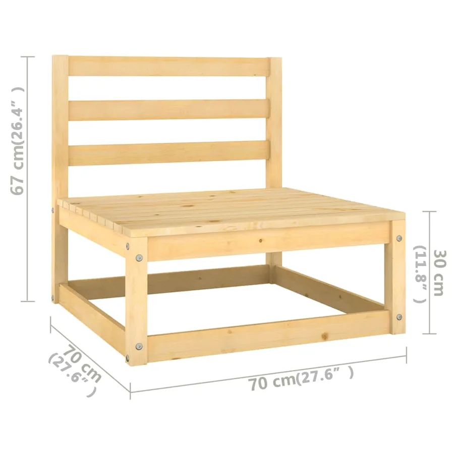 Salon de jardin 8 pcs avec coussins Bois de pin massif - 11