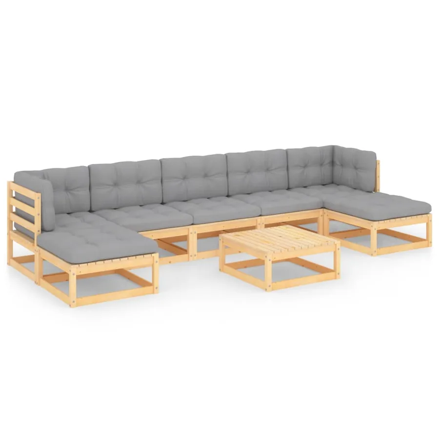 Salon de jardin 8 pcs avec coussins Bois de pin massif - 2