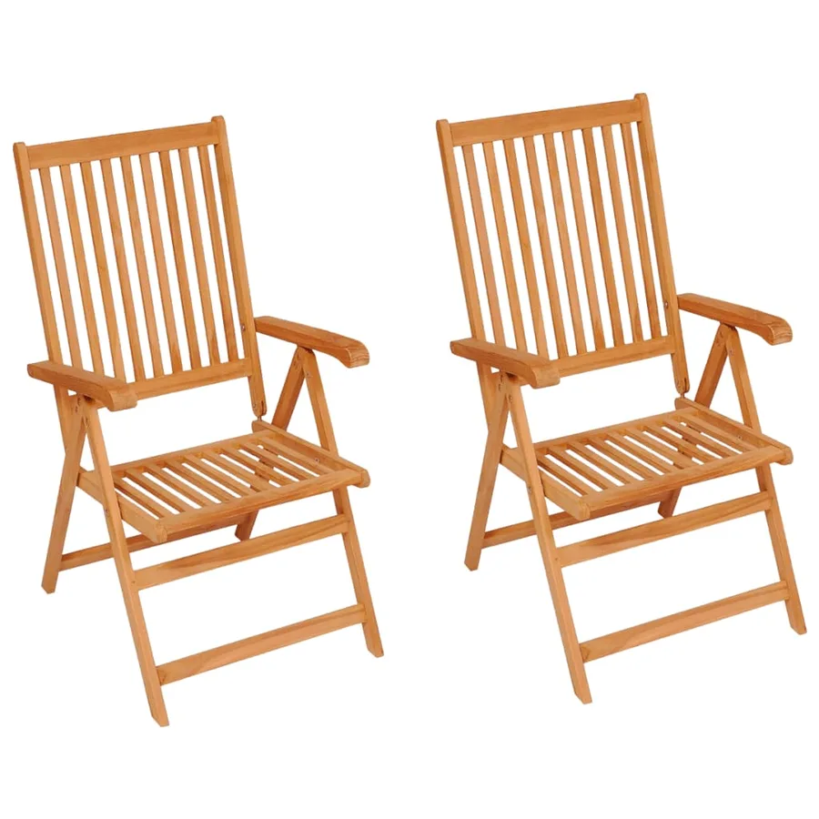 Chaises de jardin lot de 2 et coussins anthracite Bois de teck - 2