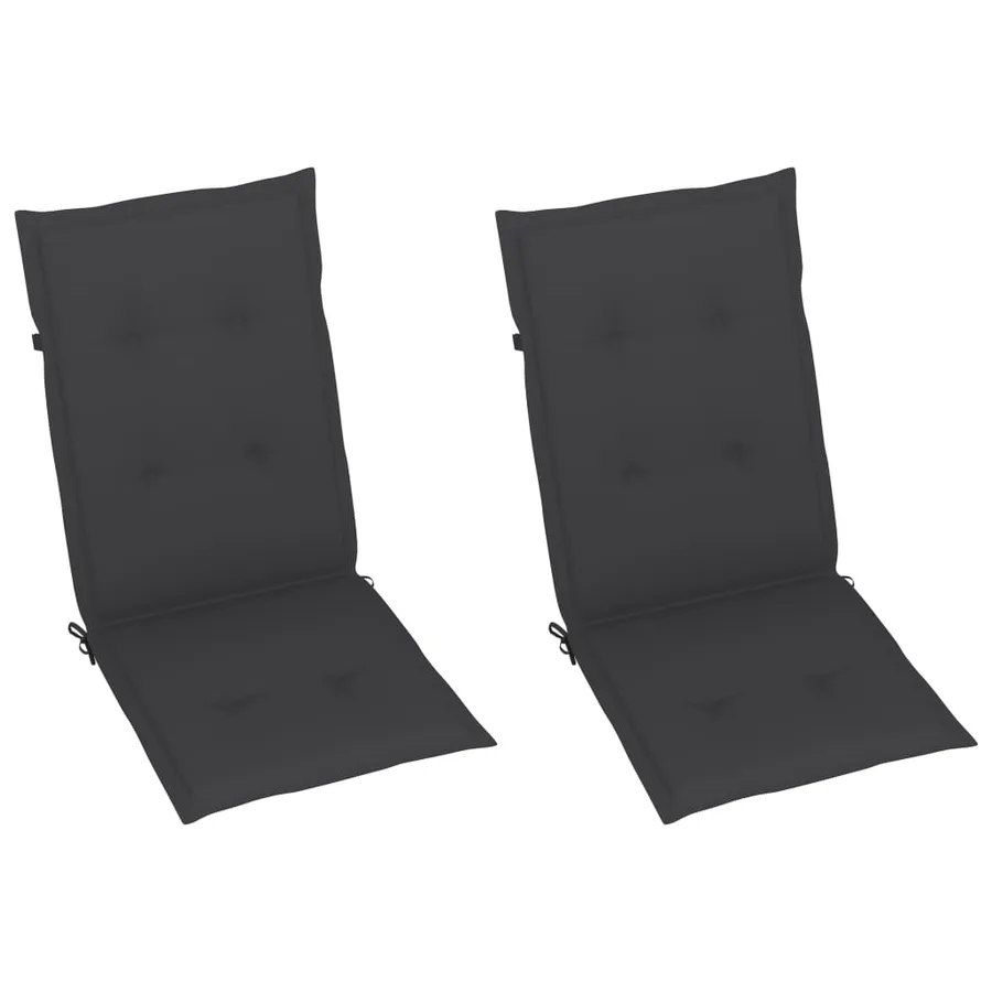 Chaises de jardin lot de 2 et coussins anthracite Bois de teck - 6