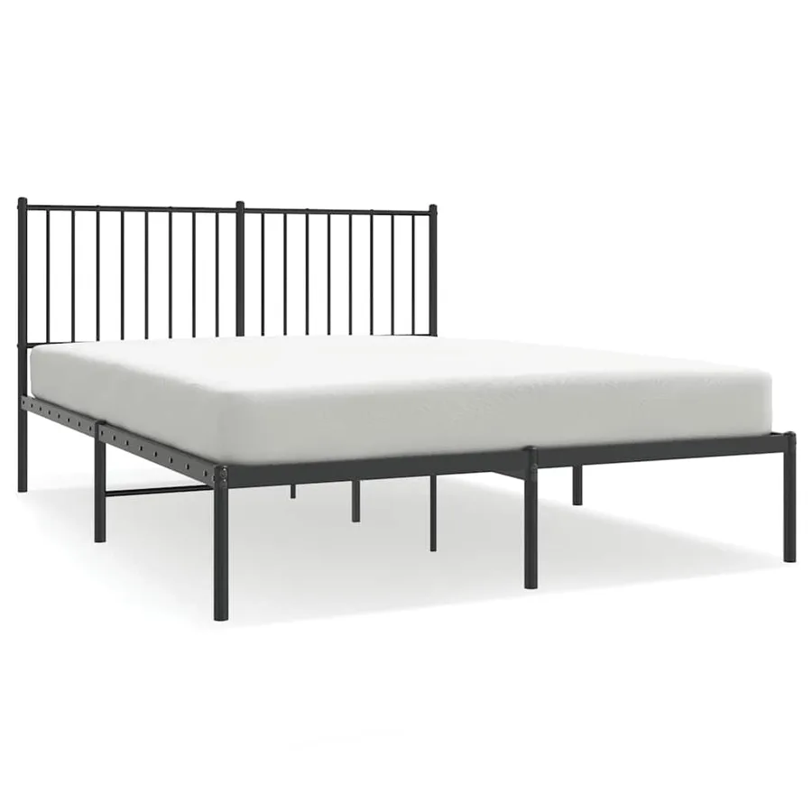 Cadre de lit métal sans matelas avec tête de lit noir 140x200cm - 2