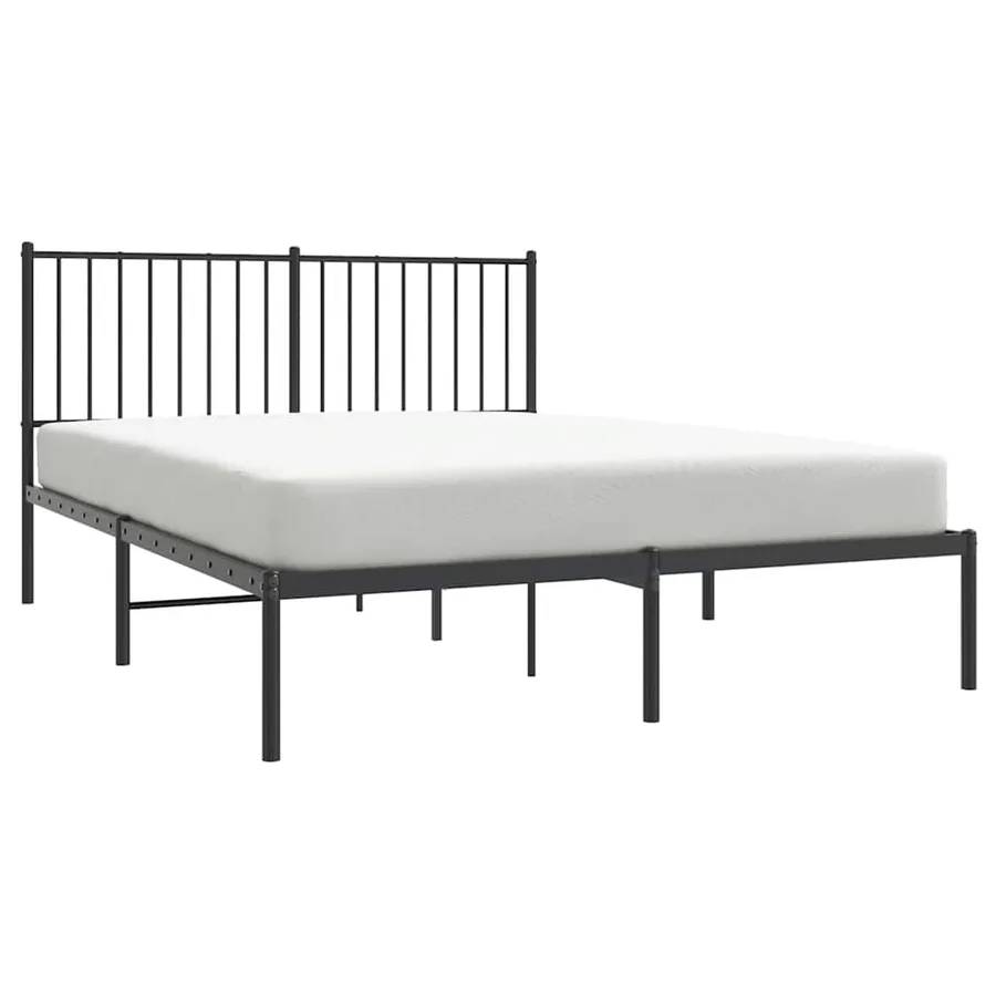 Cadre de lit métal sans matelas avec tête de lit noir 140x200cm - 4