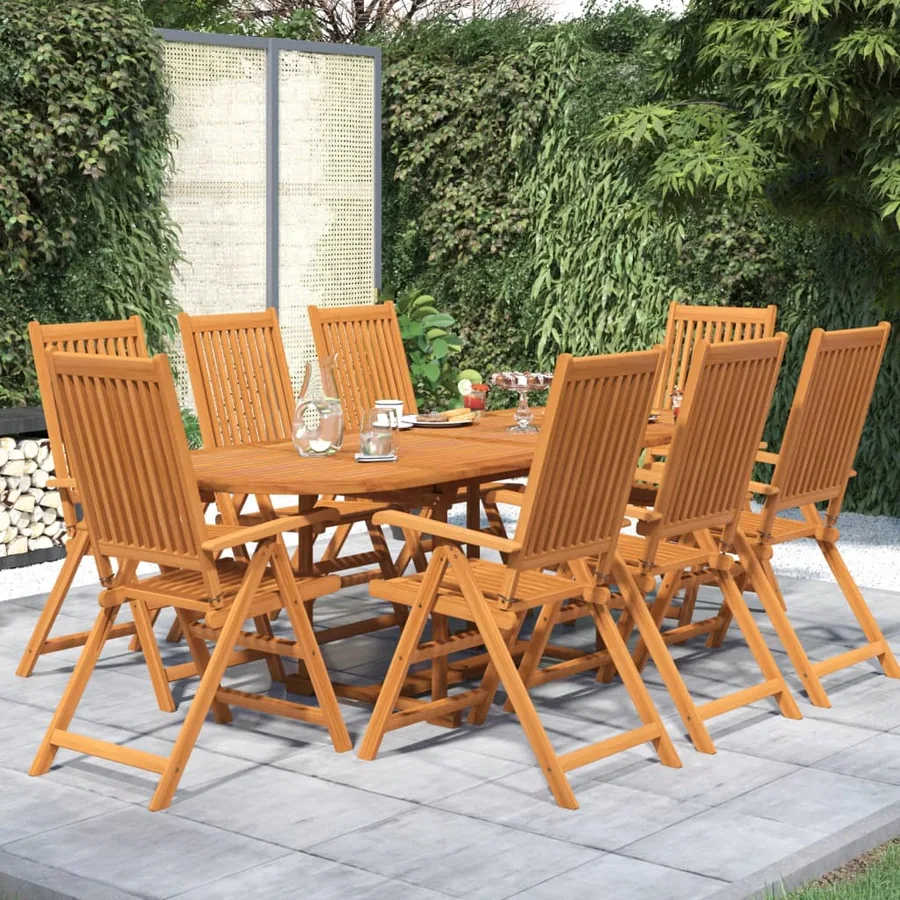 Ensemble à manger de jardin 9 pcs Bois d'acacia massif 160-240 cm