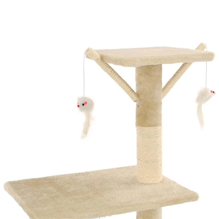 Arbre à chat avec griffoirs en sisal 138 cm Beige - 6