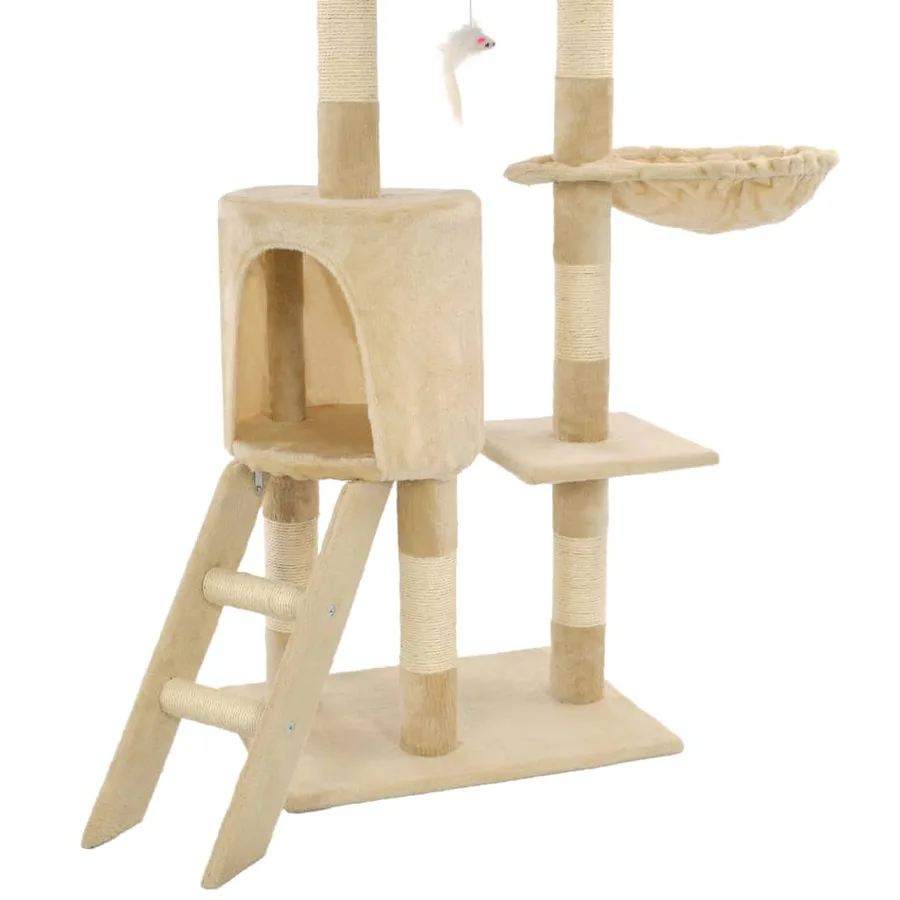 Arbre à chat avec griffoirs en sisal 138 cm Beige - 8