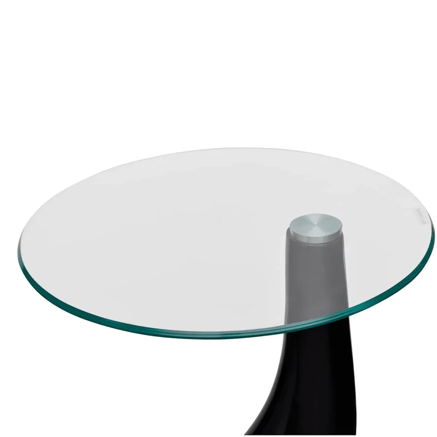 Table basse avec dessus de table en verre rond Noir brillant - 5