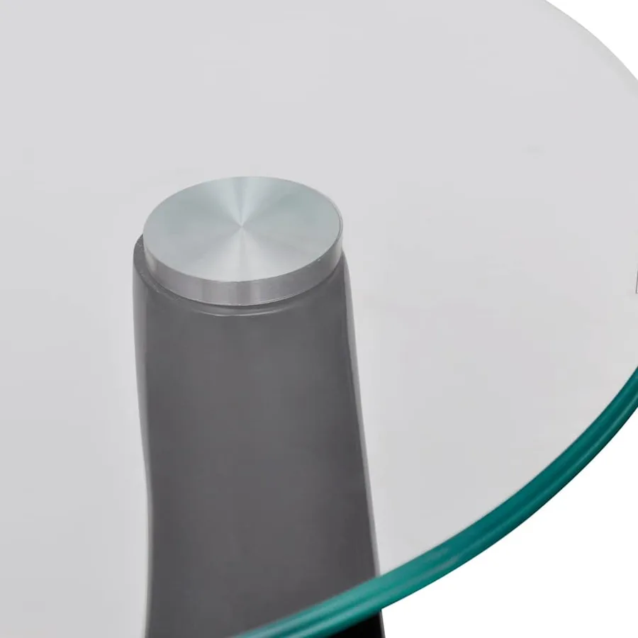 Table basse avec dessus de table en verre rond Noir brillant - 6