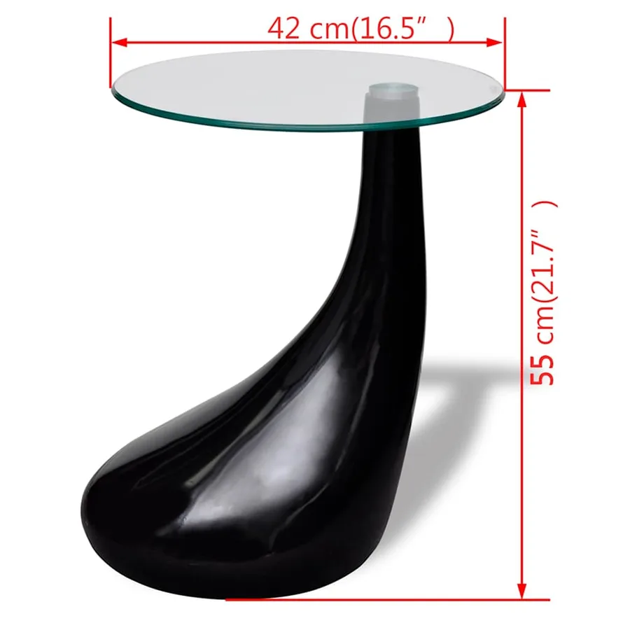 Table basse avec dessus de table en verre rond Noir brillant - 8