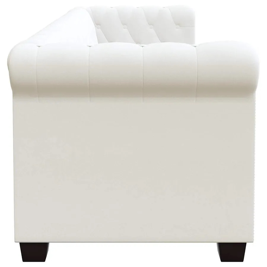 Canapé Chesterfield à 3 places cuir synthétique blanc - 4
