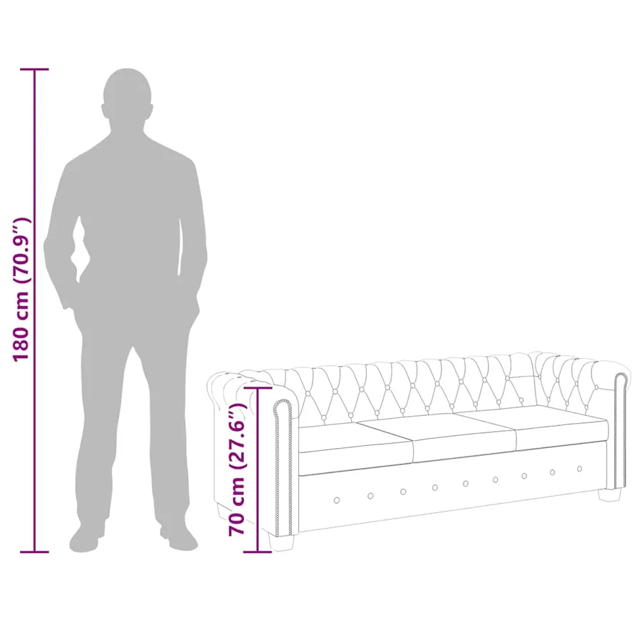 Canapé Chesterfield à 3 places cuir synthétique blanc - 9