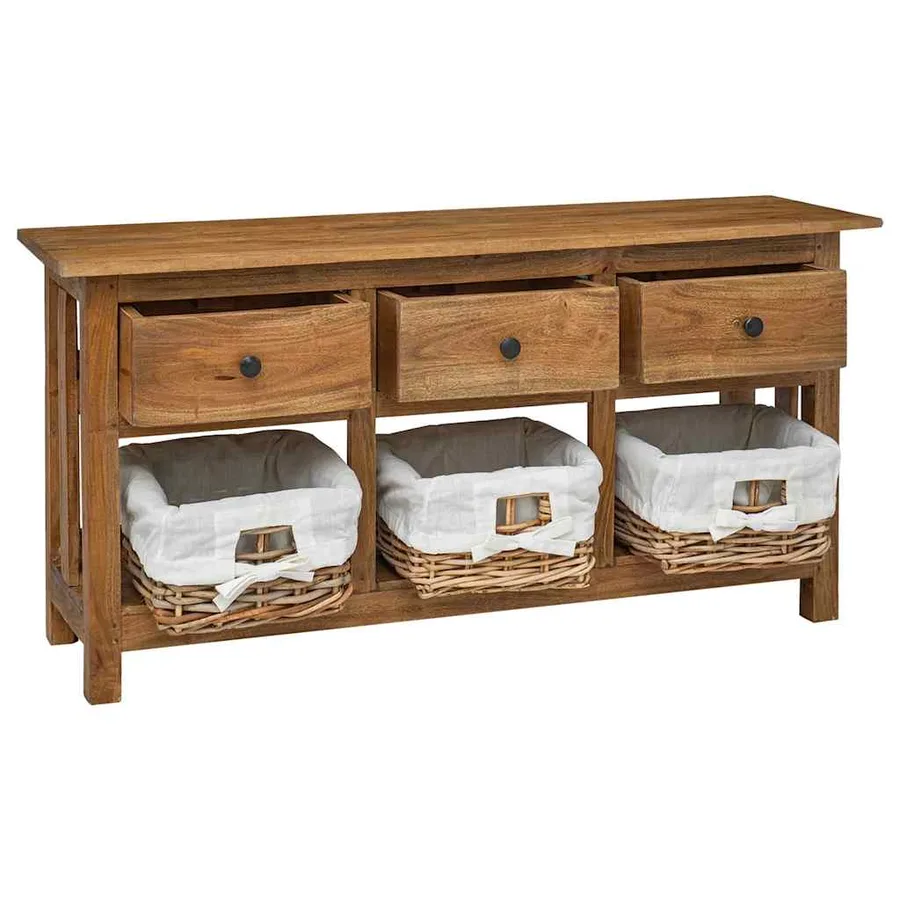 Buffet bois d'acajou massif 100x30x50 cm - 2