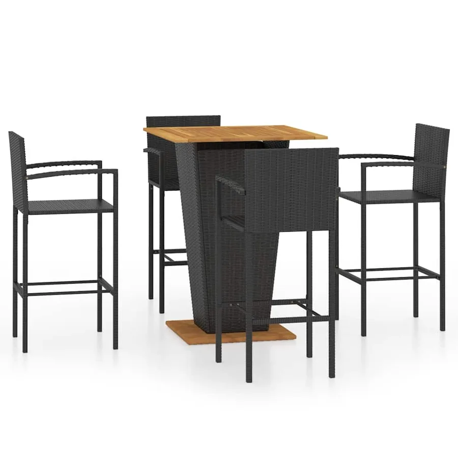 Ensemble de bar de jardin 5 pcs Noir - 2