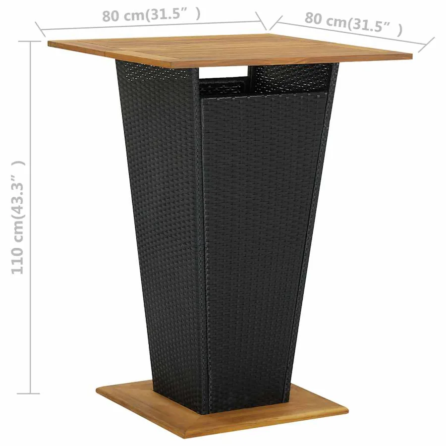Ensemble de bar de jardin 5 pcs Noir - 7