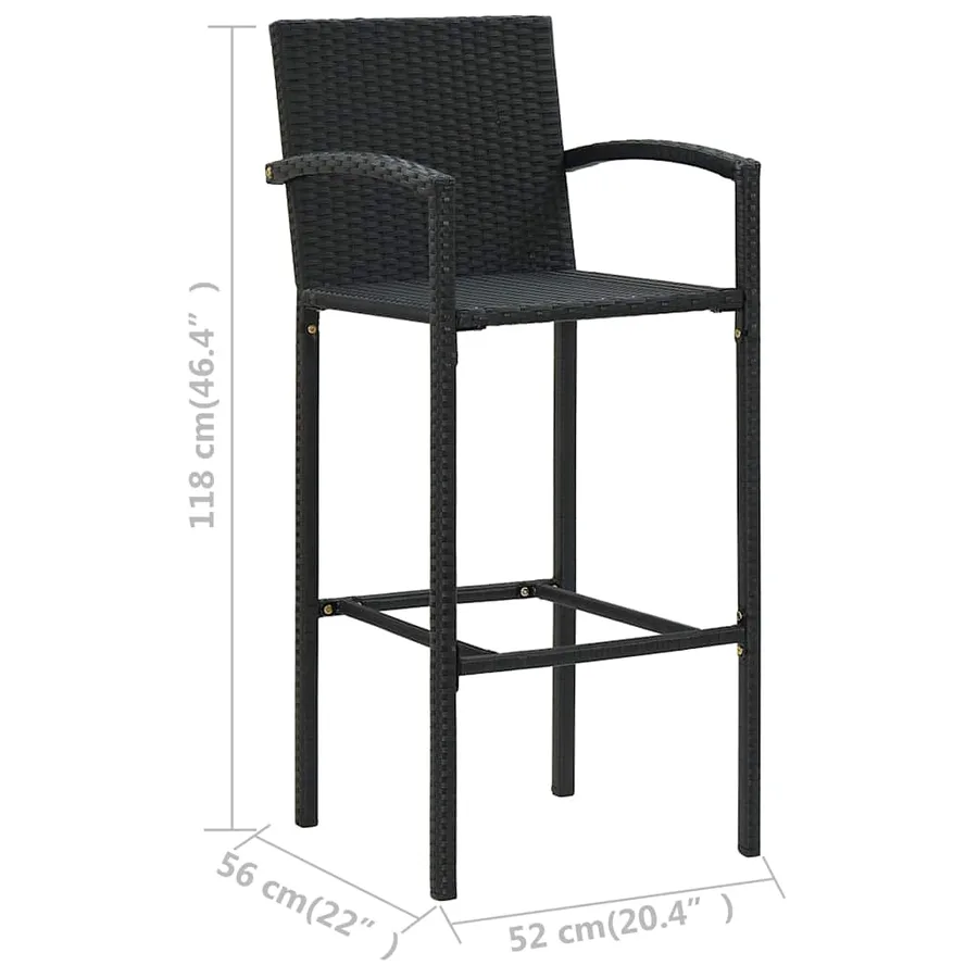 Ensemble de bar de jardin 5 pcs Noir - 8