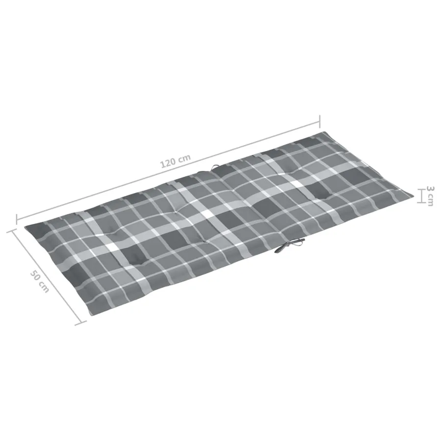 Chaises de jardin lot de 4 coussins à carreaux gris Teck solide - 10