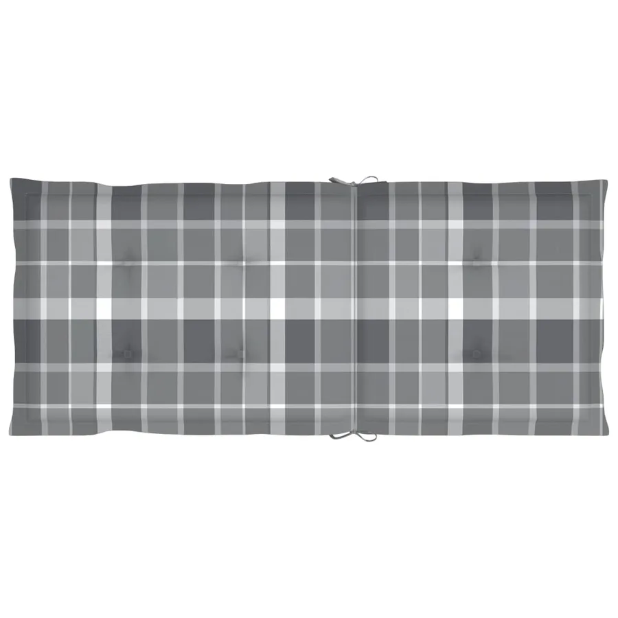 Chaises de jardin lot de 4 coussins à carreaux gris Teck solide - 8