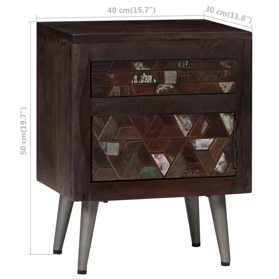 Table de chevet Bois de récupération solide 40 x 30 x 50 cm - 16