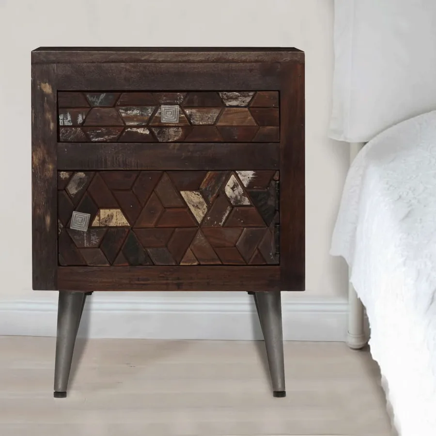 Table de chevet Bois de récupération solide 40 x 30 x 50 cm - 17