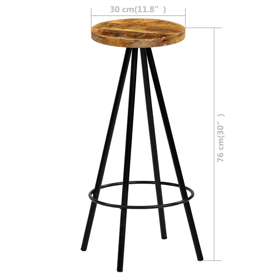 Chaises de bar lot de 4 bois de manguier solide - 12