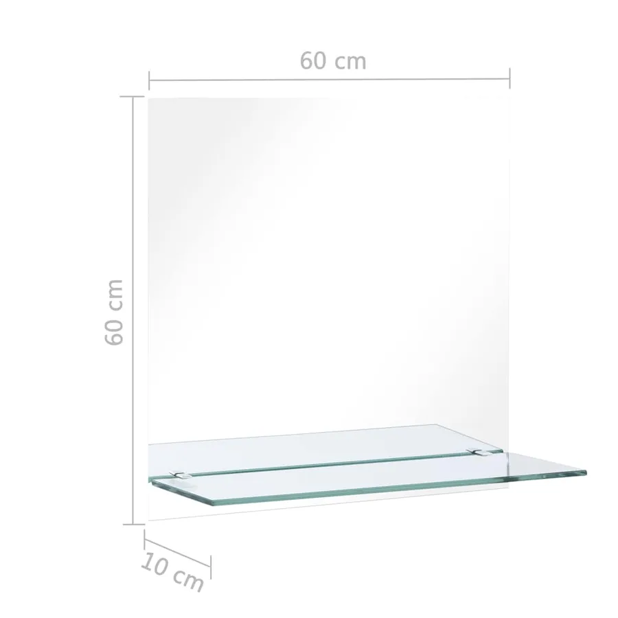Miroir mural avec étagère 60x60 cm Verre trempé - 6