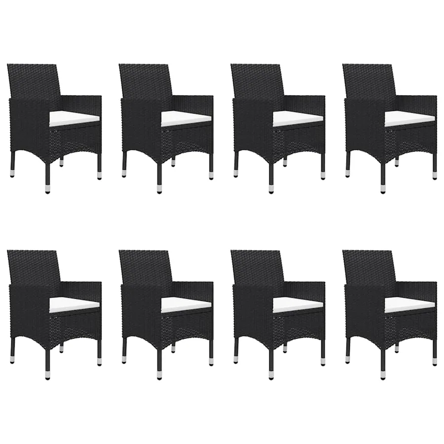 Ensemble à manger de jardin 9 pcs Noir - 5
