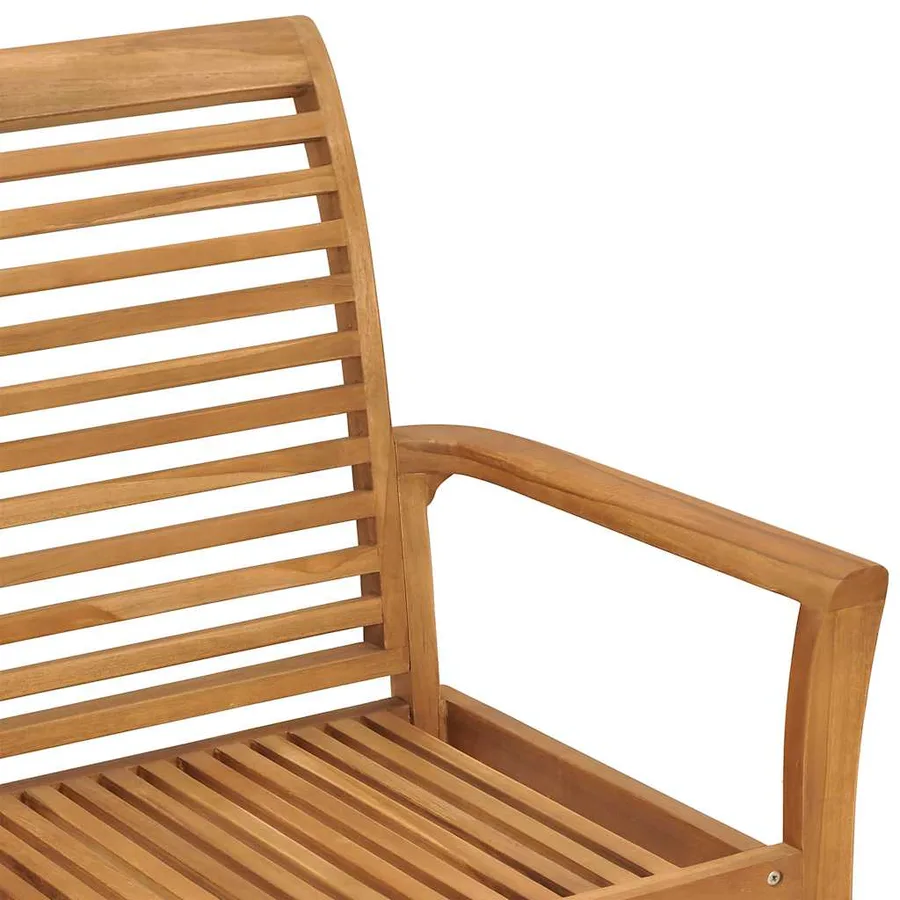 Banc de jardin avec coussin beige 112 cm Bois de teck massif - 4
