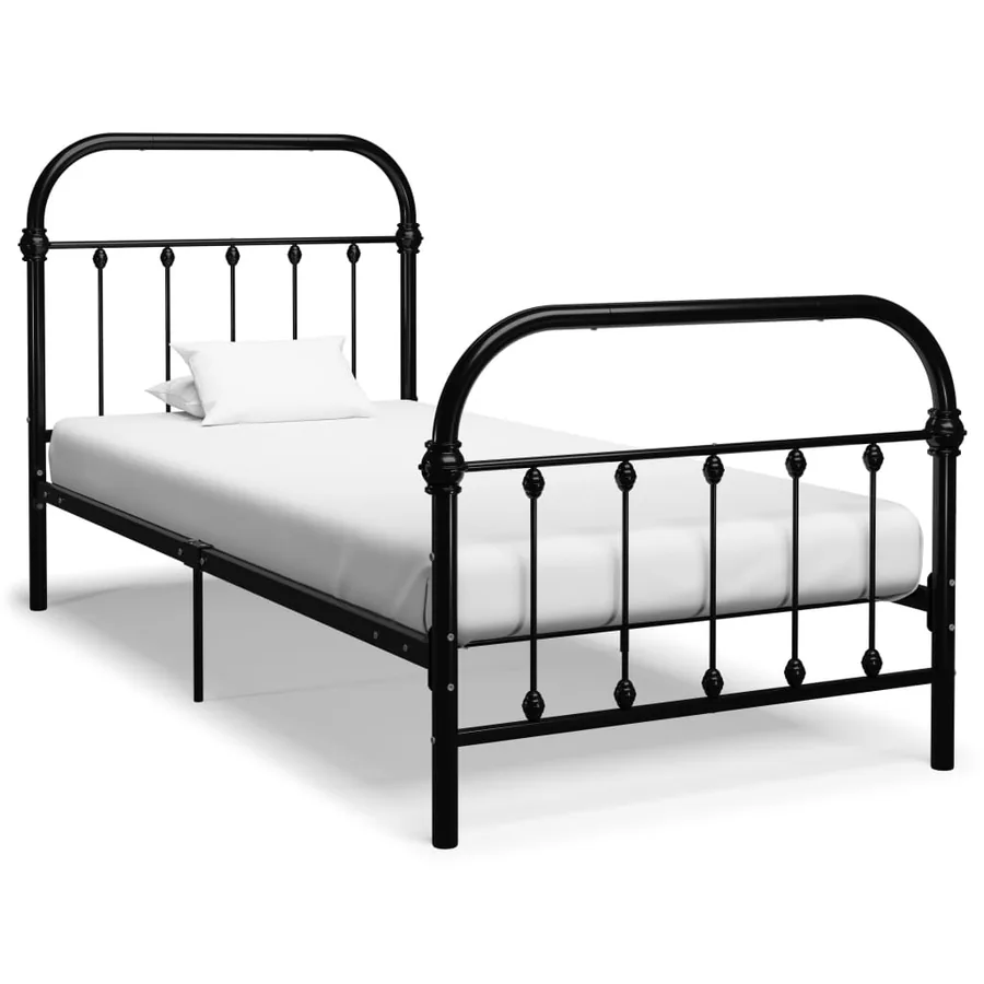 Cadre de lit sans matelas noir métal 90x200 cm
