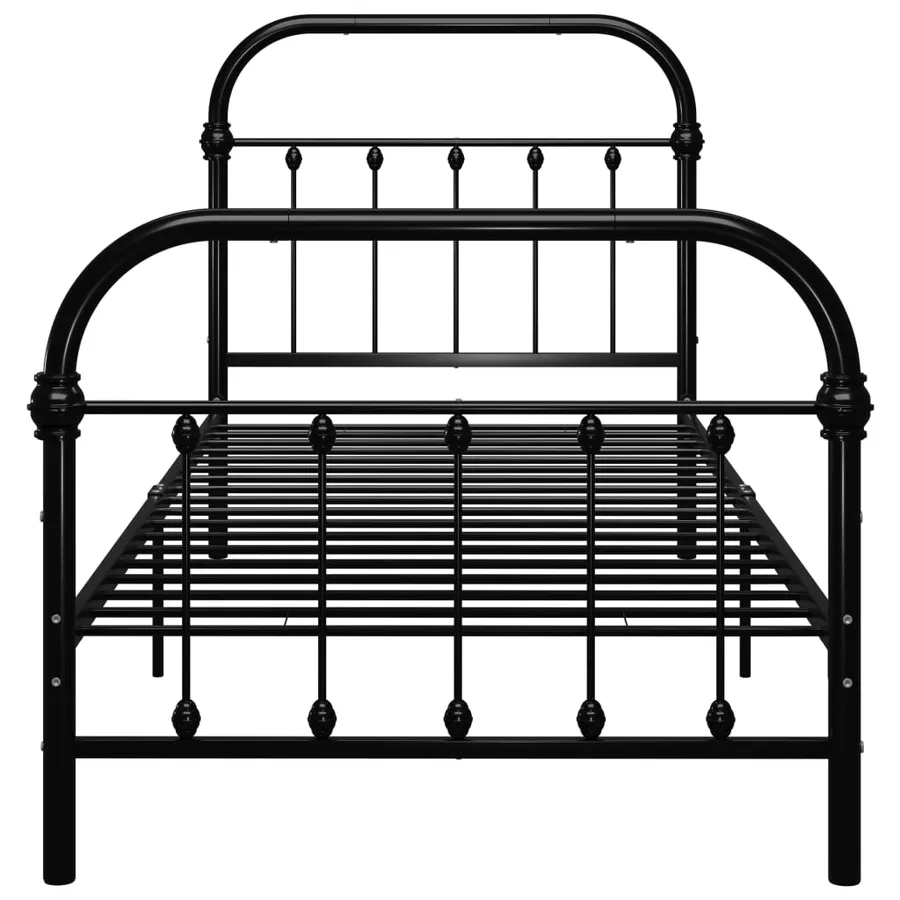 Cadre de lit sans matelas noir métal 90x200 cm - 3