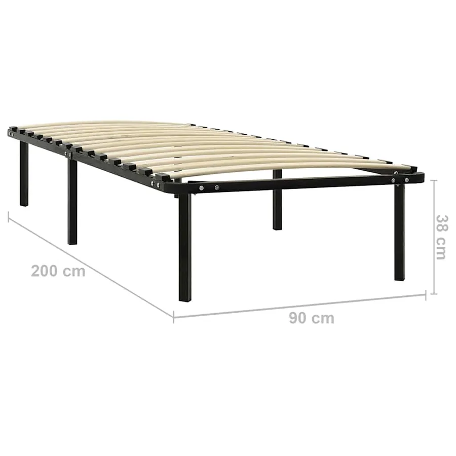 Cadre de lit sans matelas noir métal 90x200 cm - 7