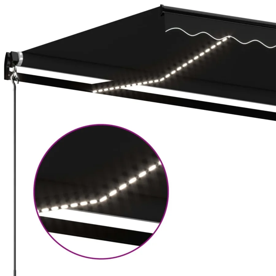 Auvent manuel rétractable avec LED 400x350 cm Anthracite - 5