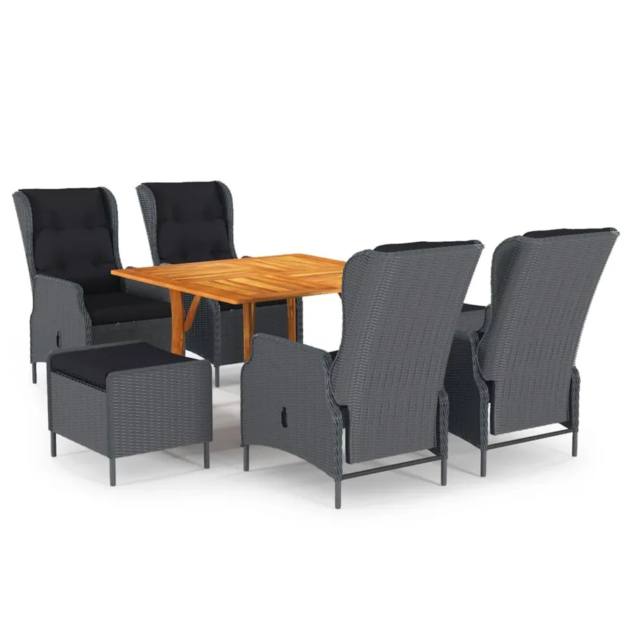 Ensemble à manger de jardin 7 pcs Gris foncé