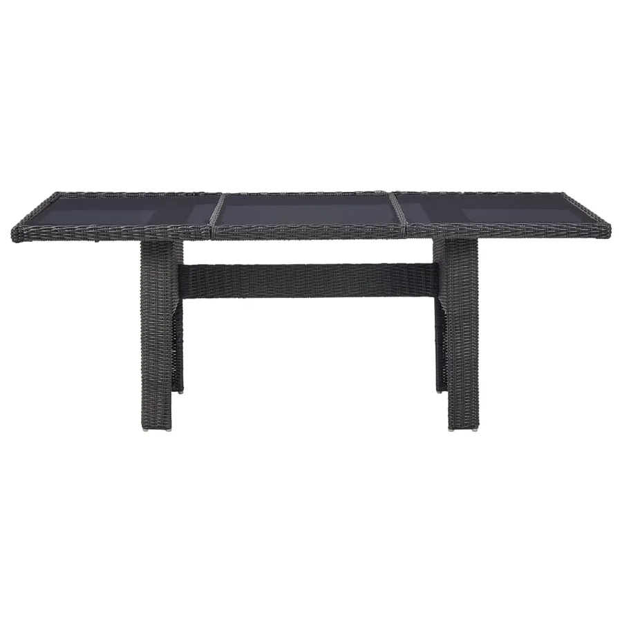 Table à manger Noir 200x100x74 cm Verre et résine tressée - 2