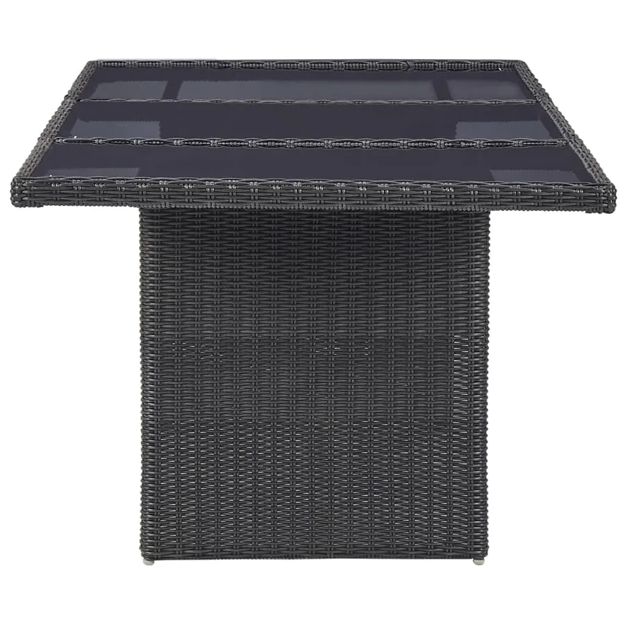 Table à manger Noir 200x100x74 cm Verre et résine tressée - 3