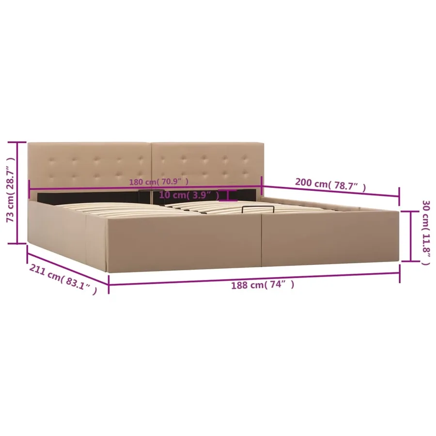 Cadre de lit avec rangement hydraulique Similicuir 180x200 cm - 10