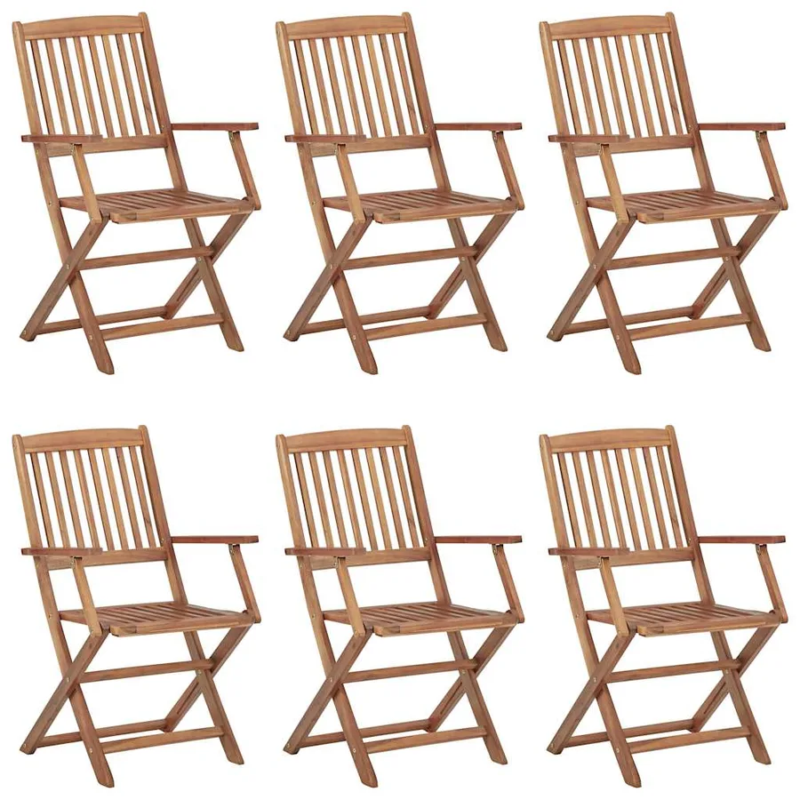 Chaises pliables de jardin lot de 6 avec coussins Bois d'acacia - 2