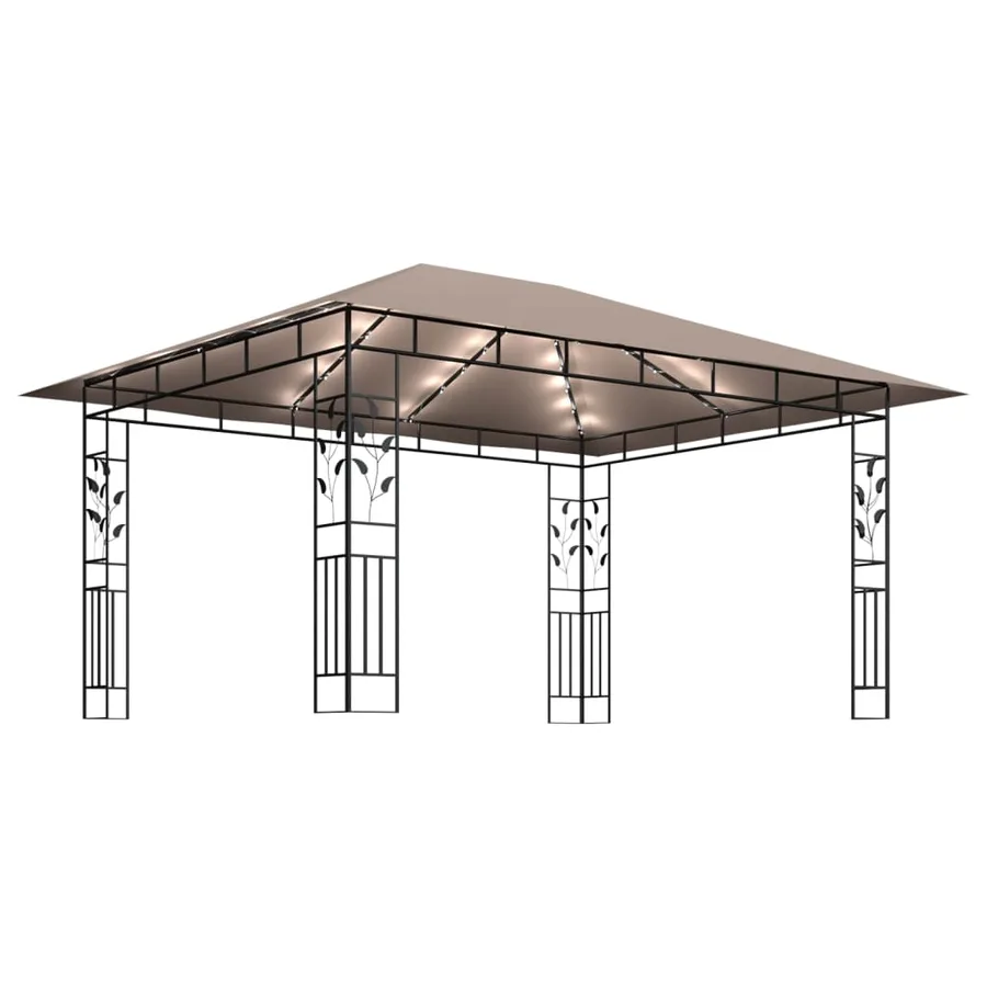 Tonnelle avec moustiquaire et lumières LED 4x3x2,73 m Taupe - 4