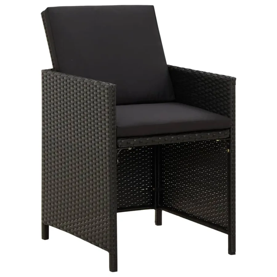 Chaises de jardin avec coussins lot de 4 Résine tressée Noir - 2