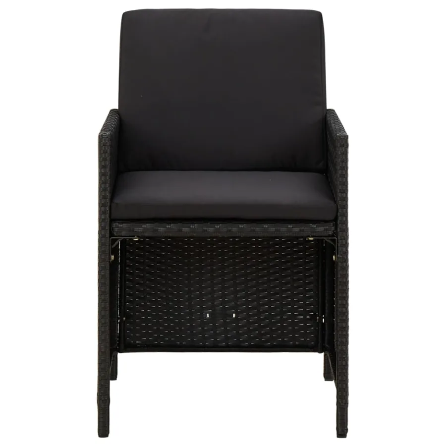Chaises de jardin avec coussins lot de 4 Résine tressée Noir - 3
