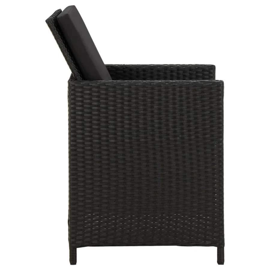Chaises de jardin avec coussins lot de 4 Résine tressée Noir - 4