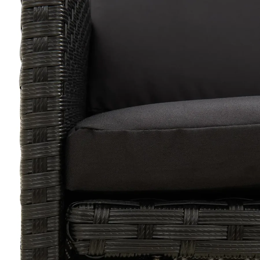 Chaises de jardin avec coussins lot de 4 Résine tressée Noir - 7