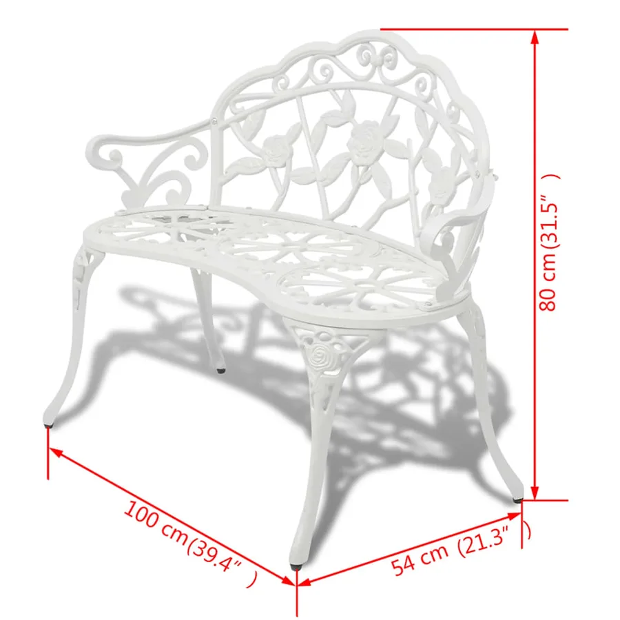 Banc de jardin 100 cm Aluminium coulé Blanc - 4