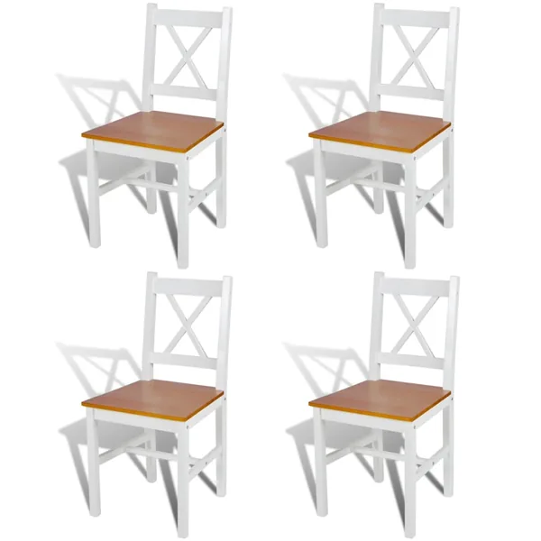 Chaises à manger lot de 4 blanc bois de pin