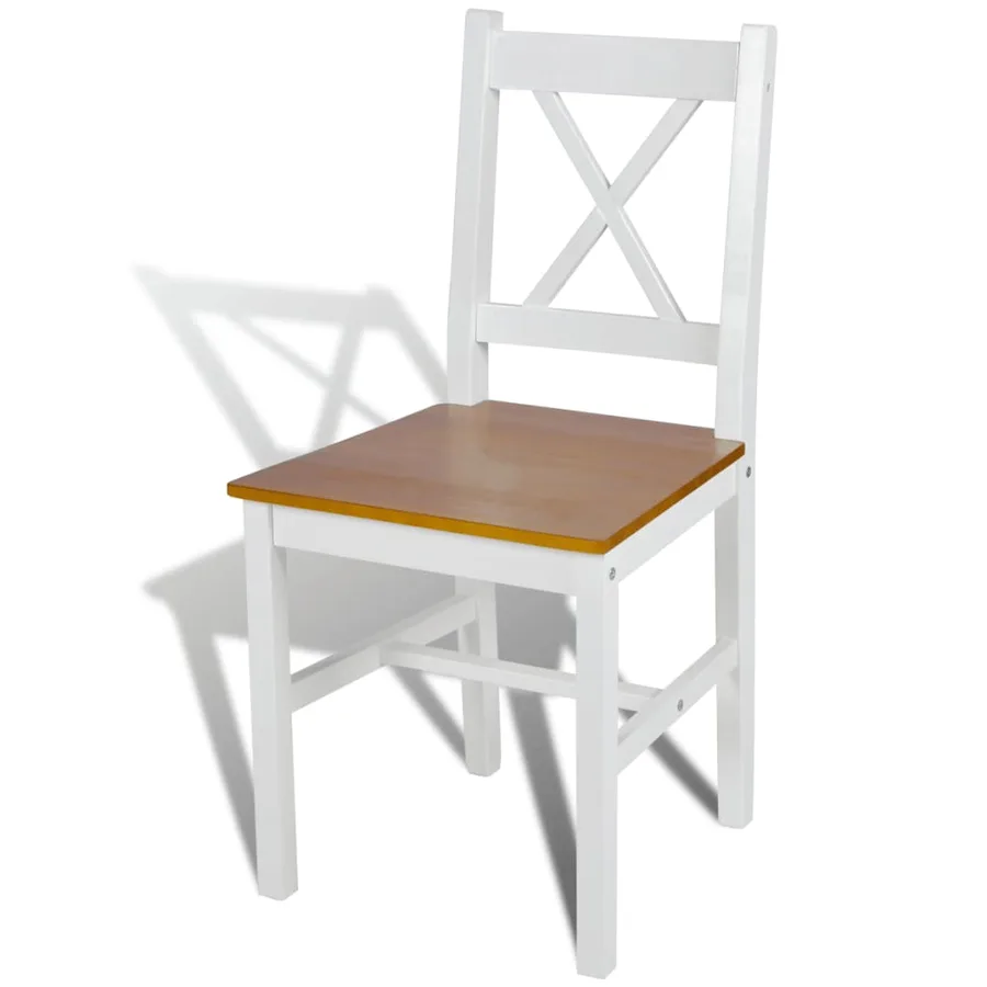 Chaises à manger lot de 4 blanc bois de pin - 3