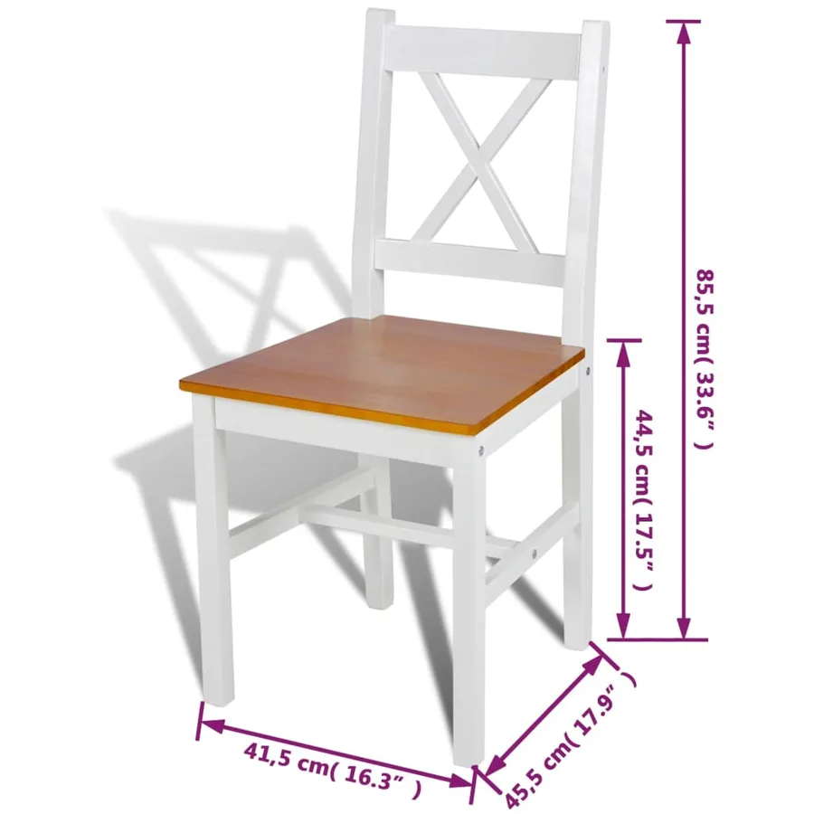 Chaises à manger lot de 4 blanc bois de pin - 5