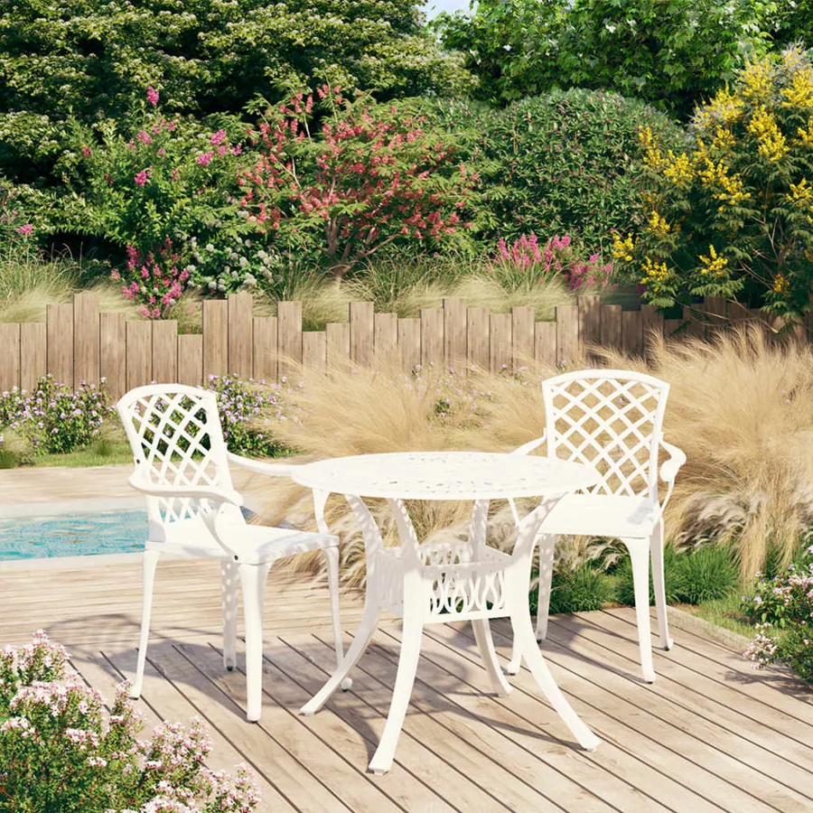 Ensemble de bistro 3 pcs Aluminium coulé Blanc