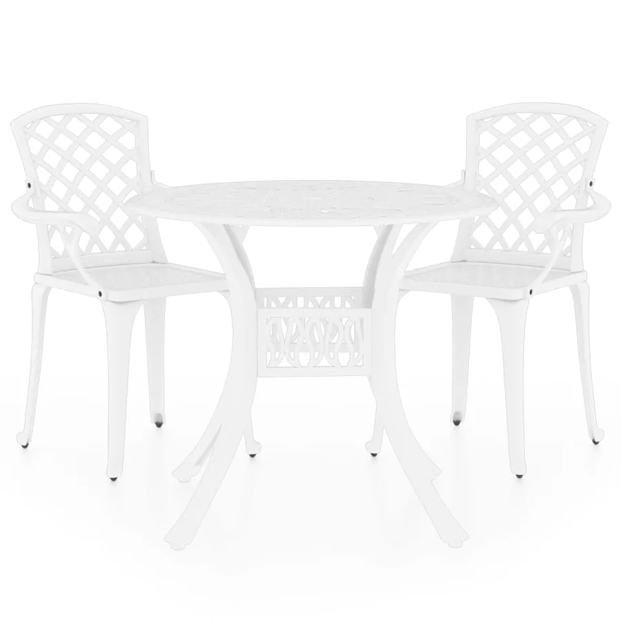 Ensemble de bistro 3 pcs Aluminium coulé Blanc - 2