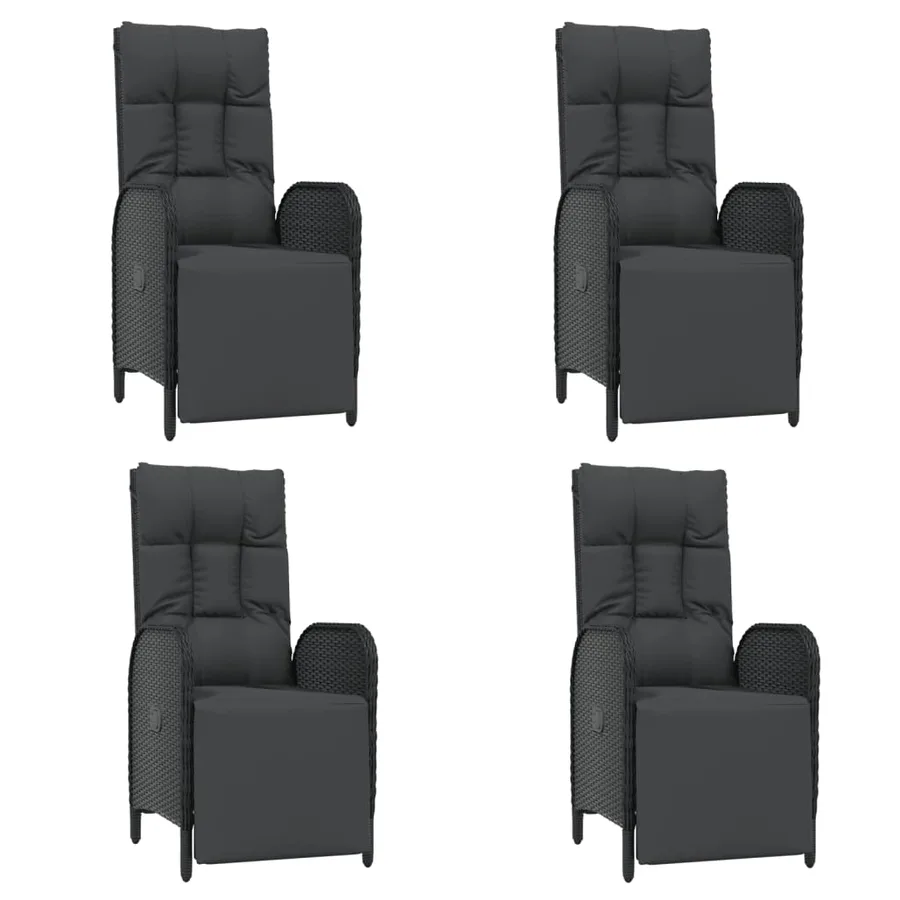 Ensemble à manger de jardin coussins 5pcs Noir Résine tressée - 4