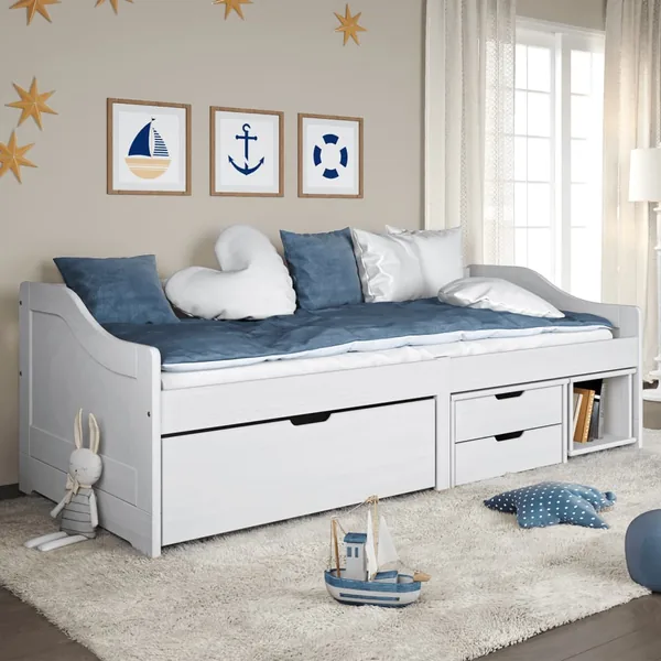 Lit de jour avec 3 tiroirs sans matelas IRUN blanc 90x200 cm