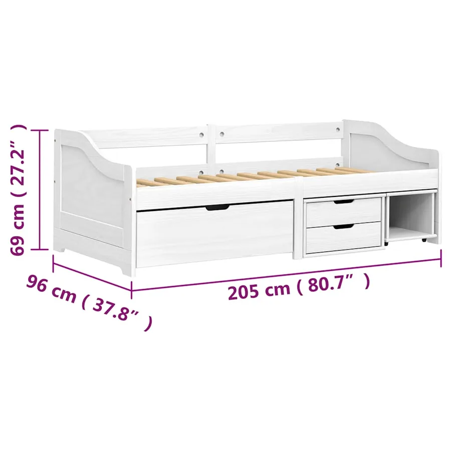 Lit de jour avec 3 tiroirs sans matelas IRUN blanc 90x200 cm - 8